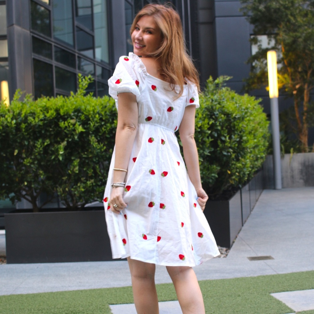 Strawberry Cottagecore Summer Milkmaid Dress - Picture 4 of 8